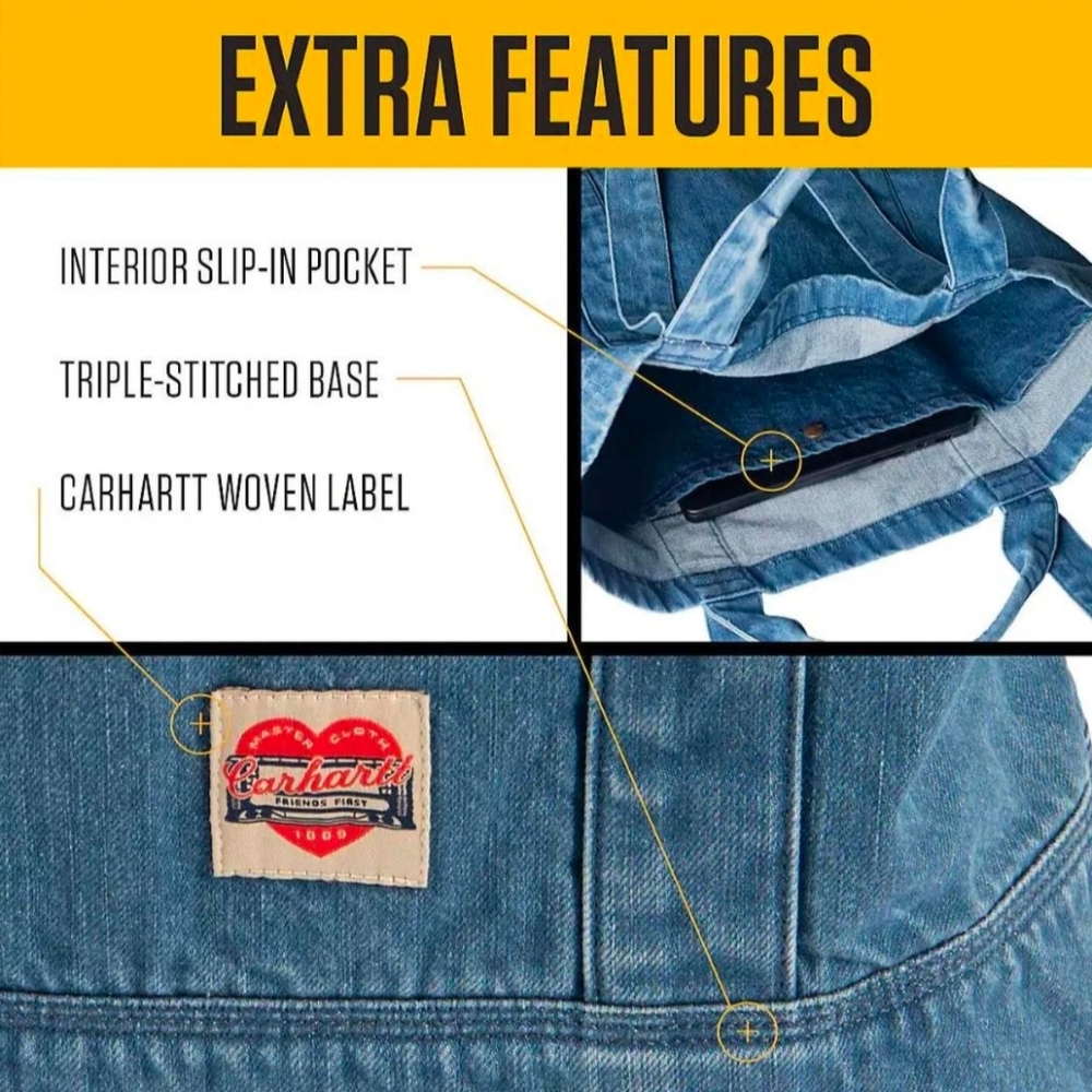 NWT Carhartt 8L Blue Denim Tote Bag - Picture 6 of 6